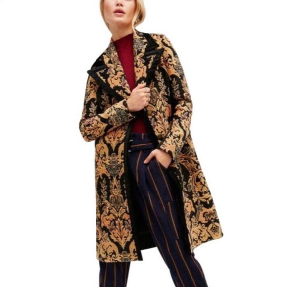 Free People Gold Black Jacquard Jacket 